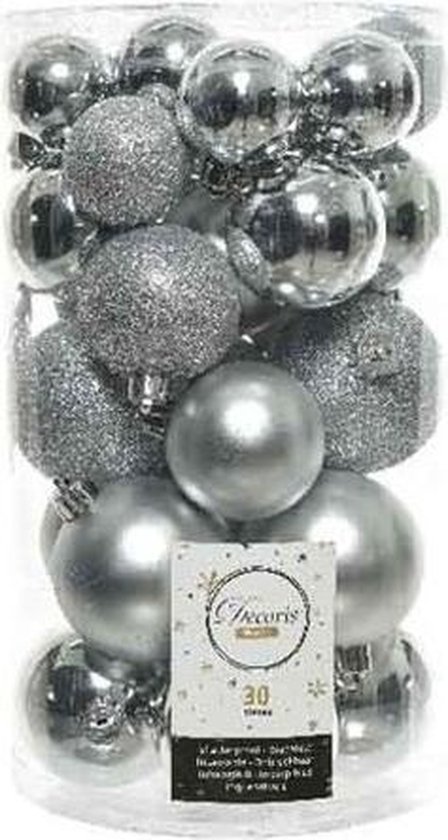 30x Zilveren kunststof kerstballen 4 - - 6 cm - - Onbreekbare... bol.com