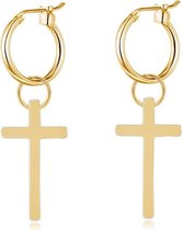 Boucles d'oreilles LGT Jewels pour femme avec croix dorée