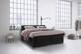 Beddenleeuw Boxspring Bed Julia - Elektrisch - 180x210 - Incl. Pocketvering matras + Hoofdbord - Lederlook Zwart (Skai)