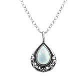 Zilver halsketting met druppelhanger incl opaal | tear drop necklace | ketting dames zilver | Zilverana | Sterling 925 Silver (Echt zilver)