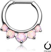 Piercing clicker 5 steentjes opal roze