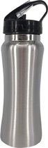 Let op type!! 500ml Outdoor gezond sporten mok enkellaags RVS gebogen Cup met stro en Rope(Silver)