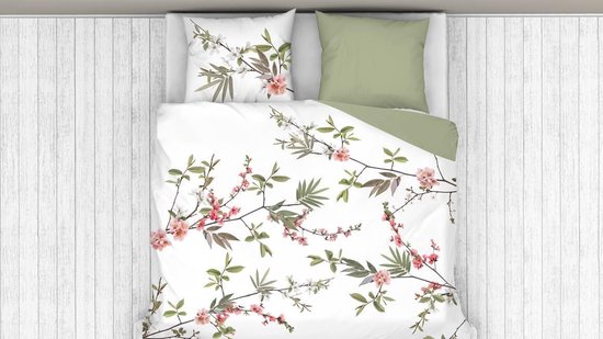 Snoozing Spring Branch - Flanel - Dekbedovertrek - Tweepersoons - 200x200/220 cm + 2 kussenslopen 60x70 cm - Groen van Snoozing — afbeelding 4