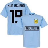 Argentinië Kun Aguero 19 Team T-Shirt - Licht Blauw - XXL