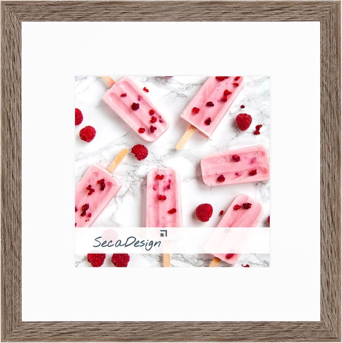 SecaDesign Tundra Hout - Fotolijst 30x30 / 20x20 cm fotomaat met passe-partout - Grijs