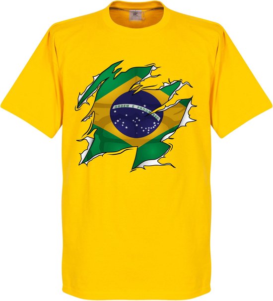 Brazilië Ripped Flag T-Shirt - L