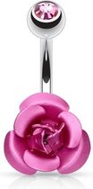 Navelpiercing metalen roos roze