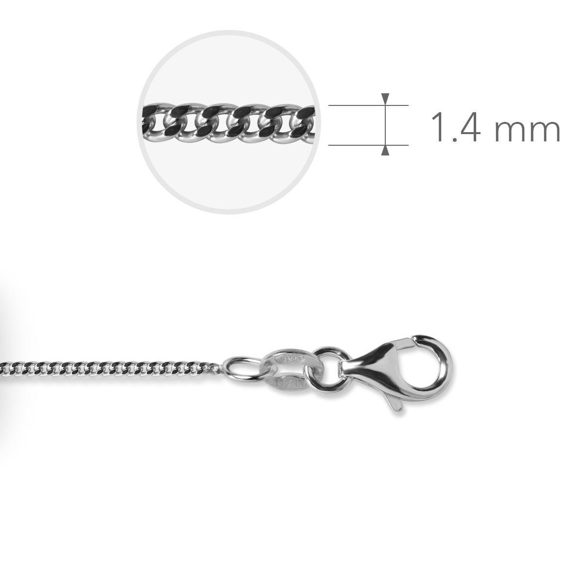 Jewels Inc. - Gourmet Ketting met Karabijnsluiting - 1.4mm Breed - Lengte 42cm - Gerhodineerd Zilver 925