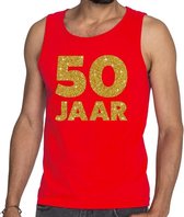 50 Jaar glitter tanktop / mouwloos shirt rood heren XL