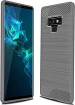 DrPhone BCR1 Hoesje - Geborsteld TPU case - Ultimate Drop Proof Siliconen Case - Carbon fiber Look - Geschikt voor Note 9 - Grijs