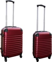 Kofferset 2 delig ABS handbagage koffers - met cijferslot - 27 en 39 liter – bordeauxrood