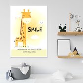 Gepersonaliseerde poster babykamer of kinderkamer, poster met naam van kind, gepersonaliseerd kraamcadeau. Inclusief fotolijst ! 21x30 cm (A4). Giraf