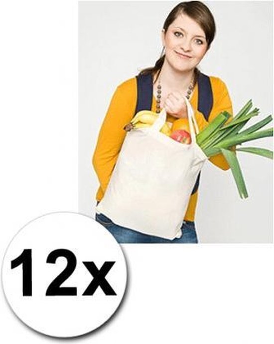 12 sacs shopping en coton naturel