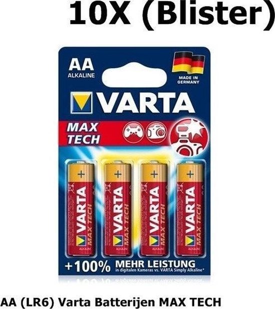 VARTA AA Batterien 10er Pack - Longlife Max Power Alkaline 1,5V Für Kamera & Controller (Made In Germany)