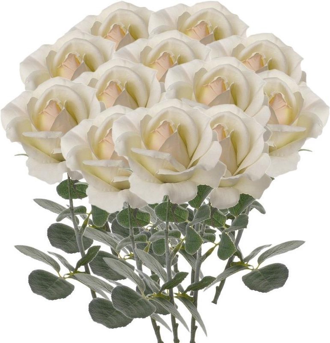 12x Roses blanches crème / fleurs artificielles roses 37 cm - Bouquets de  fleurs... | bol.com