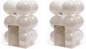 24x Parelmoer witte kunststof kerstballen 6 cm - Mat/glans - Onbreekbare plastic kerstballen - Kerstboomversiering parelmoer wit