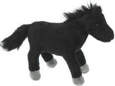 Pluche zwarte paarden knuffel met witte manen 25 cm - Paarden knuffels - Speelgoed voor kinderen