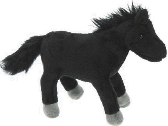 Pluche zwarte paarden knuffel met witte manen 25 cm - Paarden knuffels -  Speelgoed... | bol.com