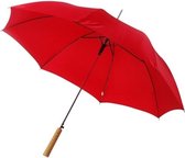 Automatische paraplu 102 cm doorsnede in het rood - grote paraplu met houten handvat