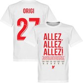 Liverpool Allez Allez Allez Origi 27 T-Shirt - Wit - XS