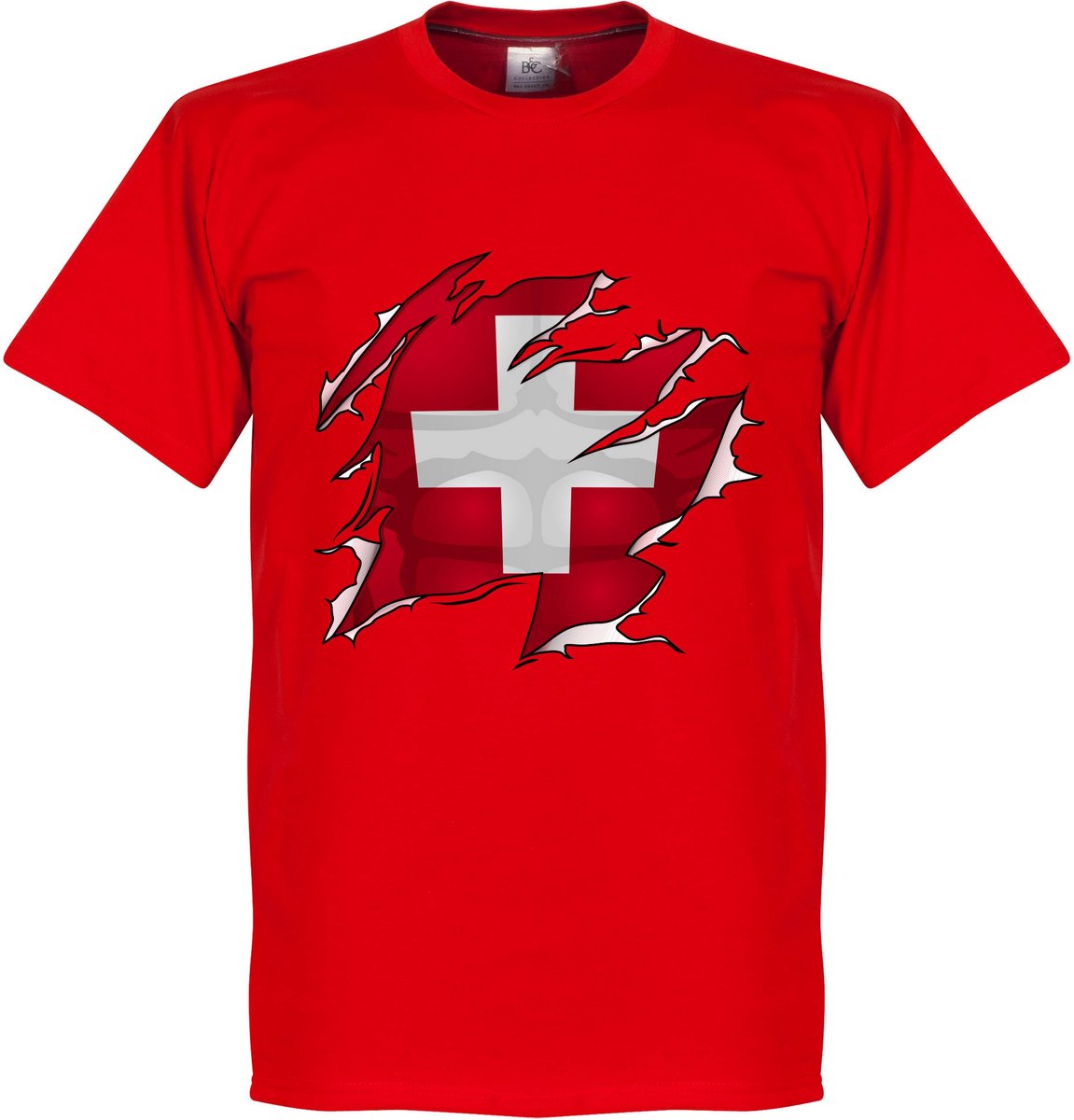 Zwitserland Ripped Flag T-Shirt - Rood - XXXL