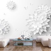 Fotobehang - Oriëntaalse witte bloemen, premium print vliesbehang