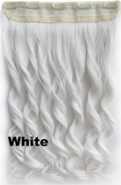 Clip in hair extensions 1 baan wavy wit - White