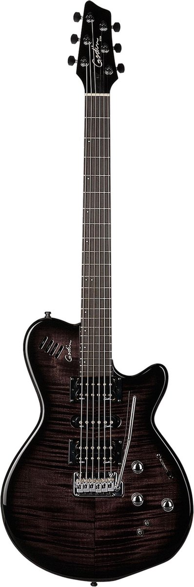 Godin xtSA Trans zwart Flame - Single-cut elektrische gitaar