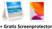 Tablet hoes geschikt voor Ipad 10.2 Inch 2019 / 2020 / 2021 - Flip Cover + Screenprotector - Wit