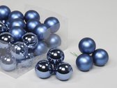 Basic Blue Combi Kerstballen - Cb. 36 Glasballen/wire Basic Blue 40 Mm