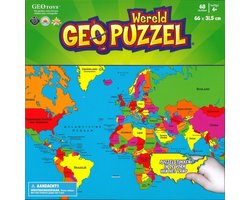 GEOtoys Geopuzzel Wereldkaart - Educatieve puzzel van 68 stukjes - 4+ jaar