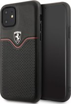 iPhone 11 Backcase hoesje - Ferrari - Effen Zwart - Leer