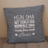 Kussenhoes grijs mijn oma net zoals een normale oma maar dan veel liever met vulling