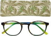 Lilly&June Leesbril Multikleur Doorzichtig +1 - Met Plantenmotief Etui