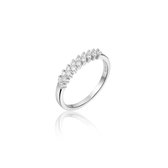 Jewels Inc. - Ring - Rij gezet met Zirkonia Stenen - 3.5mm Breed - Maat 56 - Gerhodineerd Zilver 925