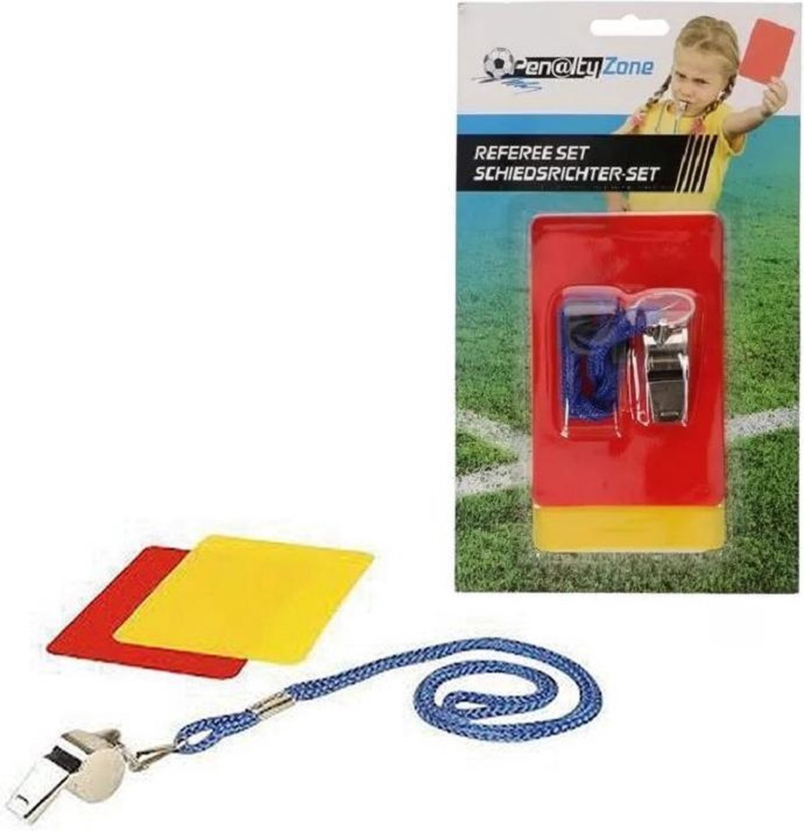 Kit Arbitre Football : 3 Sifflets Acier Inoxydable + Cartons Rouge/jaune + étui - Pour Matchs, Entraînements