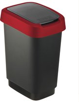ROTHO afvalbak TWIST 10 liter rood | Prullenbak met schommel en scharnierend deksel