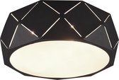LED Plafondlamp - Plafondverlichting - Trion Zanda - E27 Fitting - 3-lichts - Rond - Mat Zwart - Aluminium - BES LED