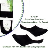 6 Paar Bamboe Footies -Sneakersokken in Zwart 35-38