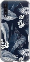 HappyCase Samsung Galaxy A70 Flexibel TPU Hoesje Blue Leaves Print