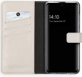 Samsung Galaxy A51 Hoesje met Pasjeshouder - Selencia Echt Lederen Booktype - Lichtgrijs