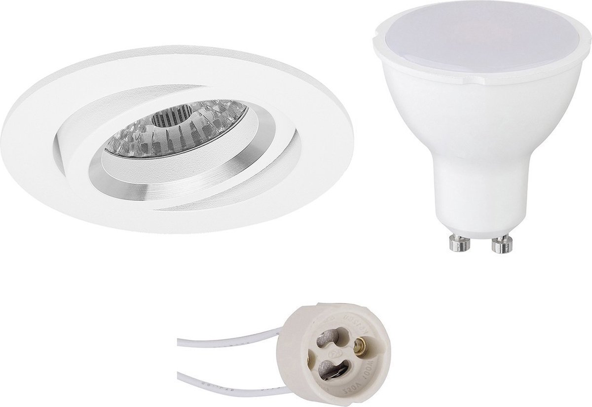 GU10 Inbouwspot Set - Mat Wit - Inbouw Rond - Kantelbaar - Pragmi Aerony Pro - 4W - Warm Wit 3000K - Ø82mm