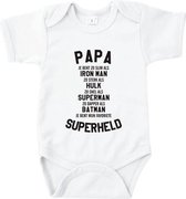 Go Mama - Rompertje - Pap Je bent mijn favoriete Superheld - Romper wit korte mouw - Maat 50/56 - Vaderdag romper