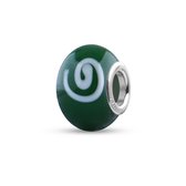 Charm Perle de Verre Quiges - Vert avec Spirale Blanche - NG2001