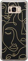 Samsung S8 hoesje siliconen - Abstract faces | Samsung Galaxy S8 case | zwart | TPU backcover transparant