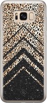 Samsung S8 hoesje siliconen - Chevron luipaard | Samsung Galaxy S8 case | zwart | TPU backcover transparant