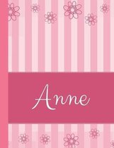 Anne: Personalized Name College Ruled Notebook Pink Lines and Flowers