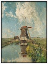 Een molen aan een poldervaart, Paul Gabriël - Foto op Akoestisch paneel - 60 x 80 cm
