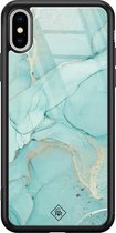 iPhone XS Max hoesje glass - Marmer mint groen | Apple iPhone Xs Max case | Hardcase backcover zwart