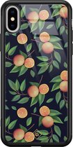 iPhone XS Max hoesje glass - Fruit / Sinaasappel | Apple iPhone Xs Max case | Hardcase backcover zwart